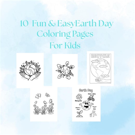 Earth Day Coloring Pages for Kids | Recycle, Plant Tree, Save Earth (PDF Download) - Etsy