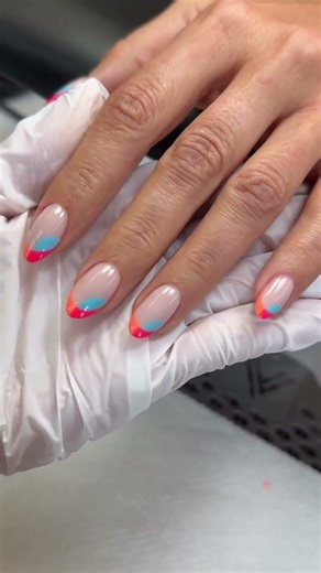 Bright Geometric French Tip Manicure 🌈