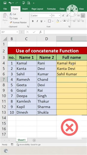 Excel Concatenate Function ✌️