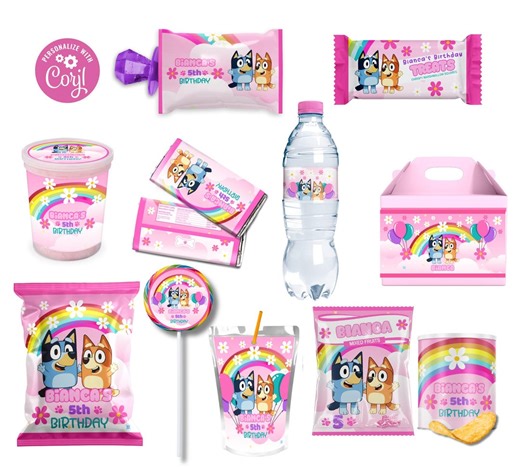 Pink Bluey Birthday Bundle/ Bluey Chip Bag/ Bluey Water Label/pink / 11 Files - Etsy