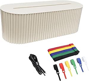 Cable Management Box Minimalist Style - Cord Organizer Box Cord Hider Boxes to Hide Power Strips on Floor or Desk Made of Safety Plastic Material