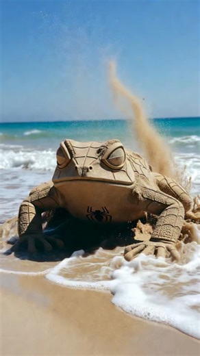 Spider-Man & hulk shaped like a giant sand frog#marveltoys #marvel #hulk #spiderman #shorts