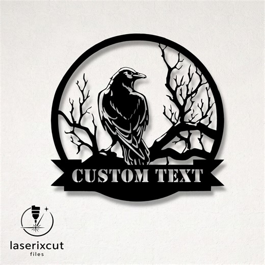 Customizable Black Crow Raven Bird Silhouette Laser Cut Vector – SVG, DXF, Pdf Files Glowforge, Cricut, CNC, Wall Decor, Digital Download - Etsy