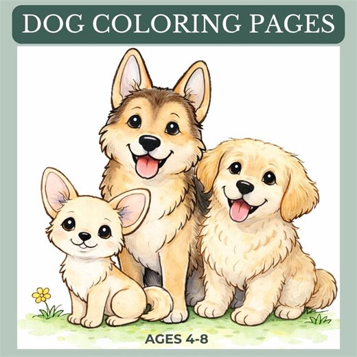 Dog Coloring Pages for Kids | Easy Printable PDF Book (ages 4-8) - Etsy
