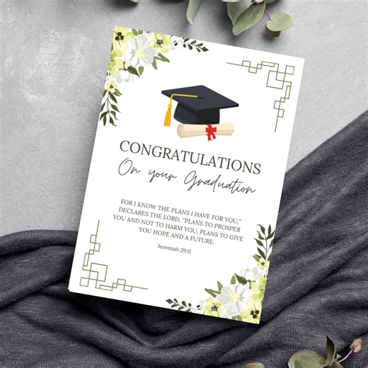 Printable Graduation Card Congratulations, Bible Verse Christian Catholic Graduation (PDF Download) - Etsy