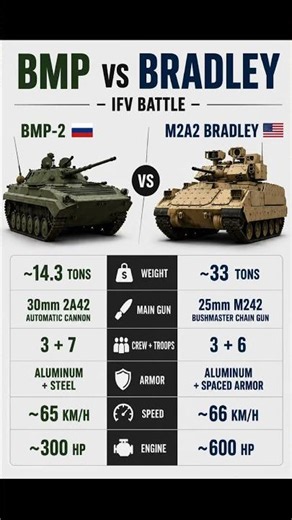 BMP-2 vs Bradley: Soviet IFV vs American IFV! #military #IFV #defence #comparison