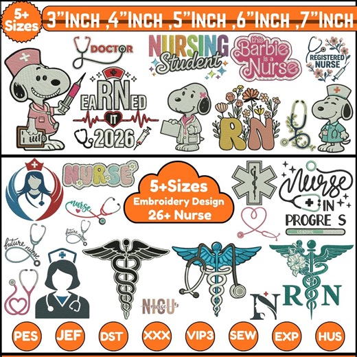 Nurse 2026 Machine Embroidery Design Nursing Embroidery Nurse Registered Bundle Medical Caduceus Embroidery Medical PES 5 size Digital File - Etsy Australia