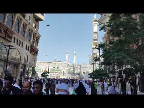 Walking in the courtyard of Clock Tower and Marriott hotel in front of Masjid Al Haram in #Makkah