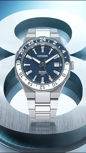 18K views · 331 reactions | The Series 8 GMT brings global timekeeping to the modern traveler, powered by the automatic Caliber 9054 with a 50-hour reserve and magnetic resistance. Its 24-hour bezel frames a textured blue dial alive with depth, while the solid stainless steel case and bracelet with a secure double push clasp embody refined strength. Model no. NB6034-58L MSRP: USD 1982 #Series8 #CitizenWatch #AutomaticWatch | Citizen Watch | Facebook