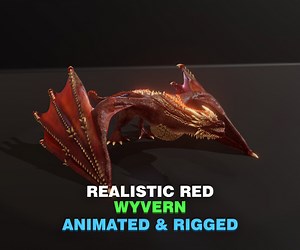 ArtStation - Realistic Red Wyvern Animated Low-poly 3D Model | Game Assets