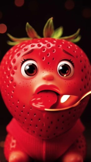“POV: You feed the fruit, it smiles back 😄🍓” #animal #reaction #viral