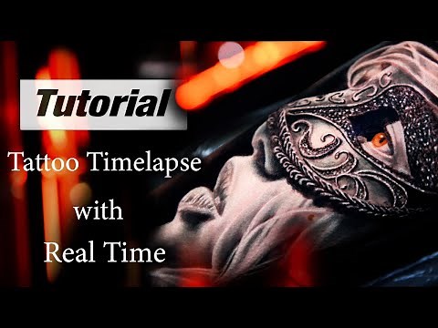 Girl With Mask - Tattoo Timelapse with Real Time