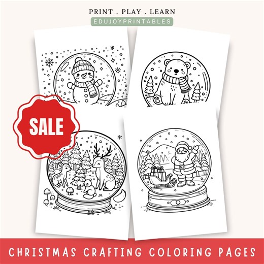 Snow Globe Christmas Coloring Pages
