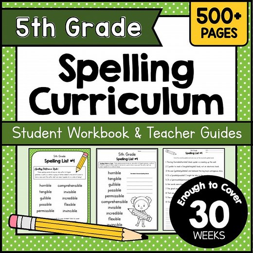 5th GRADE SPELLING Curriculum Printable - 30 Weeks of Printable Spelling Worksheets - Homeschool Spelling and Sight Word Practice Pack - Etsy