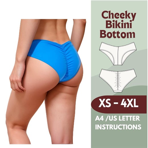 Cheeky Bikini Bottom Sewing Pattern – Ruched Back Bikini – Swimsuit Pattern (XS–4XL) – Beginner Friendly - Etsy