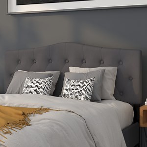 Emma Oliver Arched Button Tufted Queen Size Headboard in Dark Gray Fabric