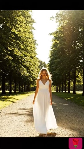 BEAUTIFUL GIRL IN A LONG DRESS, THE DRESS IS BLOWN BY THE WIND #vibes