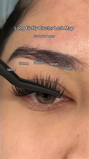 Full cluster lash application using a long cluster lash map 🖤 Step-by-step DIY lash extensions f...