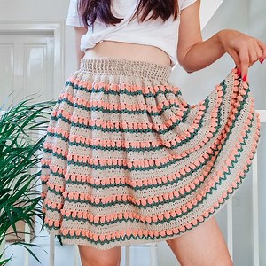 Rosebud Crochet Skirt Pattern: Flared Hem-up Design (PDF Download   Video Tutorial) - Etsy