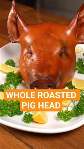 WHOLE ROASTED PIG HEAD - That CRUNCH! Extreme Food!#WholePigHead #ExtreemeFood #NoseToTail