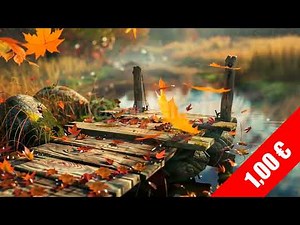 Autumn Footbridge with Falling Leaves – Warm Seasonal HD Footage (1920x1080)