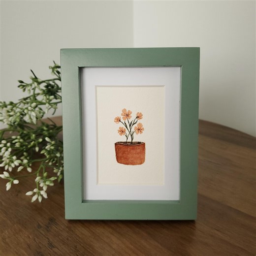 Miniature Watercolor Pink Flowers Painting: Original Spring Artwork - Etsy