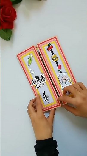 Menu card design for school project 🎒 🏫 #menucard #menu #craft