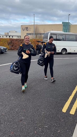 The Camross girls have arrived at SETU Carlow for this afternoon’s AIB Intermediate Final #LeinsterCamogie #camogie #LaoisCamogie | Leinster Camogie