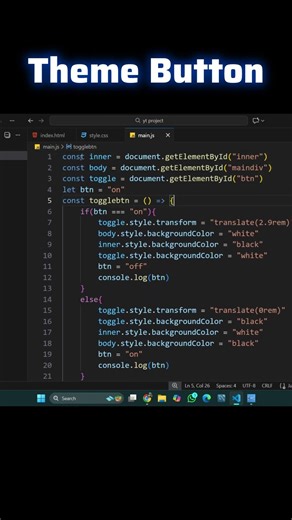 Create a Dark/Light Theme Toggle Button with HTML, CSS & JS!