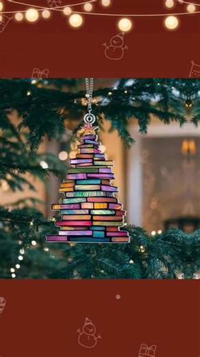 🎄📚✨Why settle for a plain tree when you can have one made of books? Brighten up your holidays—and your bookshelf—with the most literary Christmas ornament ever! | Responsibley-r