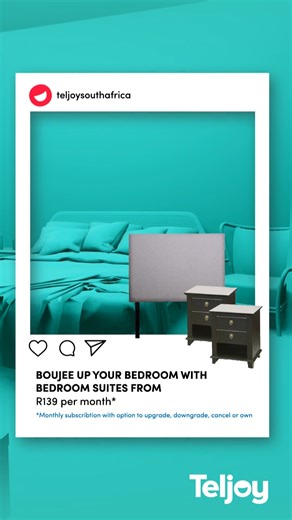 2.9K views · 52 reactions | Boujee up your bedroom with the best in beds, bedroom furniture and TVs from Teljoy. ️晴 ‌ Why buy when you can subscribe? Free up your budget with easy monthly subscriptions, great benefits and the freedom to upgrade, downgrade or cancel!  ‌ Shop everything you need for your home: https://teljoy.me/home ‌ #Teljoy #bedroom #freshstart #beds #SmartTV #RenttoOwn #subscriptionservice | Teljoy | Facebook