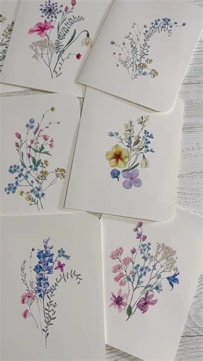 Watercolor Wildflower Note Card Set: Botanical All Occasion Cards - Etsy