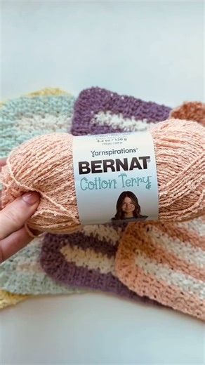 Yarnspirations on Instagram: "Have you had a chance to try our Bernat Cotton Terry yet? Check out all the gorgeous shades and how the yarn works up in this progress video from Daisy Farm Crafts! Video by: @daisyfarmcrafts Yarn: Bernat Cotton Terry What would you make with this yarn? #yarnlove"
