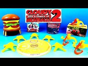 CLOUDY WITH A CHANCE OF MEATBALLS 2 MOVIE CARL'S JR HARDEE'S KIDS MEAL TOYS FULL SET 4 UNBOXING 2013
