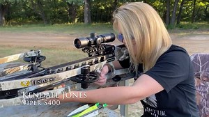 Dead On! Kendall Jones is getting sighted-in with her new Viper S400 crossbow – one of three TenPoint models with the new ACUslide Silent Cocking and Safe Decocking System! #tenpointcrossbows #builtinamerica #vipers400 | TenPoint Crossbow Technologies