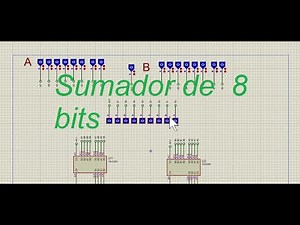 sumador de 8 bits en Proteus