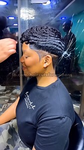 A sculpted short pixie with defined twist-like waves and a clean shaved design that adds sharp contrast and movement.✨ #pixiecut | Haircuts for Women