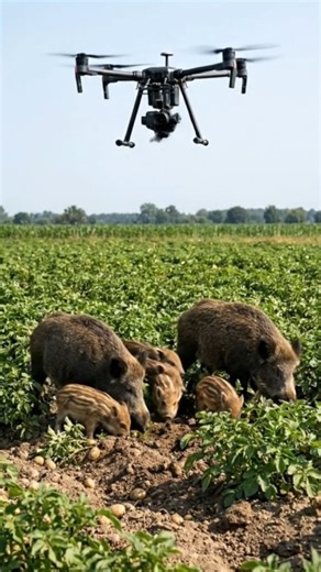 Smart Farm Drone Chasing Wild Boars in the Field!