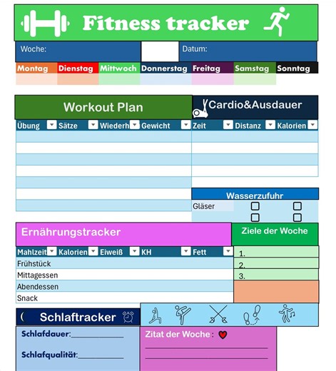 Fitness Planner Excel – Weekly Workouts Plan With Progress Tracker - Etsy