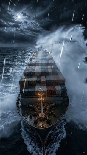 Alone in the Middle of the Ocean at Night 🌊🌕 | Giant Container Ship | Cinematic 4K