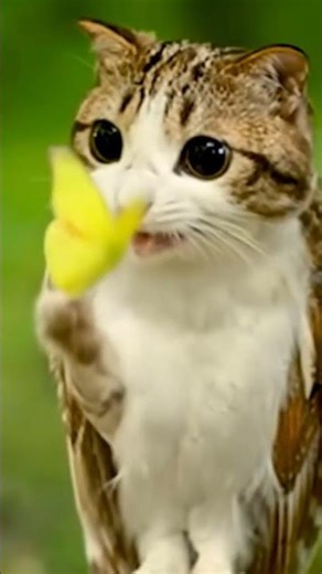 cute owl cat tries to catch a butterfly🥰🥰🥰(pt.17) #aivideogenerator #shorts