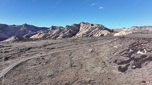 Aerial Snow Canyon sandstone volcanic rock St George Utah. Southwestern desert Utah. Geological landscape wind, weather carved spectacular beautiful red rock mountain valley. Hiking and nature travel.