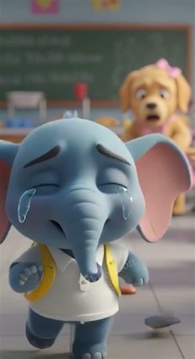 Baby Elephant School Day's Struggling 😢🎒 | Emotional Neelu's Story #shorts #motivationalshorts