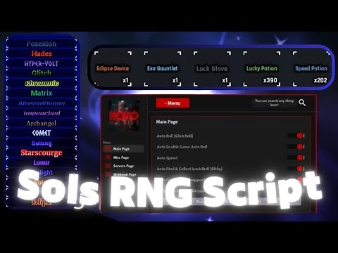 Sol's RNG Script [ OP ] | Pastebin | AutoFarm Coin&Portion, Auto Create item, Dupe Aura
