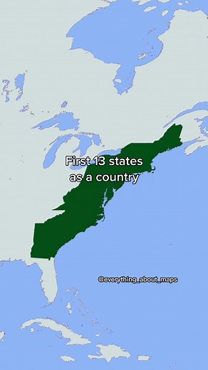 Comparison of the 13 Original US States in 1776 to Present Day