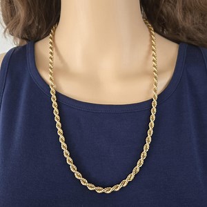 Monet 24' Gold Twist Chain Necklace, 6mm Chunky Rope - Etsy