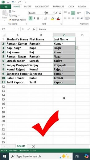Seperate First and Last Name in Excel #shorts