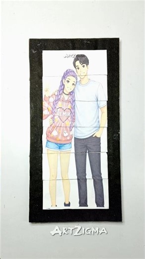 Rumi ❤️ Jinu Couple Cardboard Puzzle Challenge | K-Pop Demon Hunters DIY Craft #kpop #artandcraft