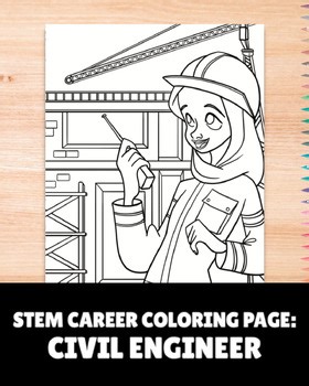 Civil Engineer Kids Coloring Page, Women in STEM Activity, STEM Activity, Classr