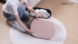 PINPLUS Storage Ottoman Boulce Tufted Folding Small Ottomans Bench Foot Rest with Storage 16.1"x12.2"x12.2" (Beige)